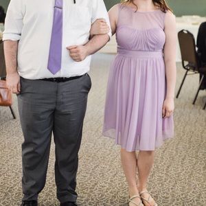 Short Purple David’s Bridal Bridesmaid Dress